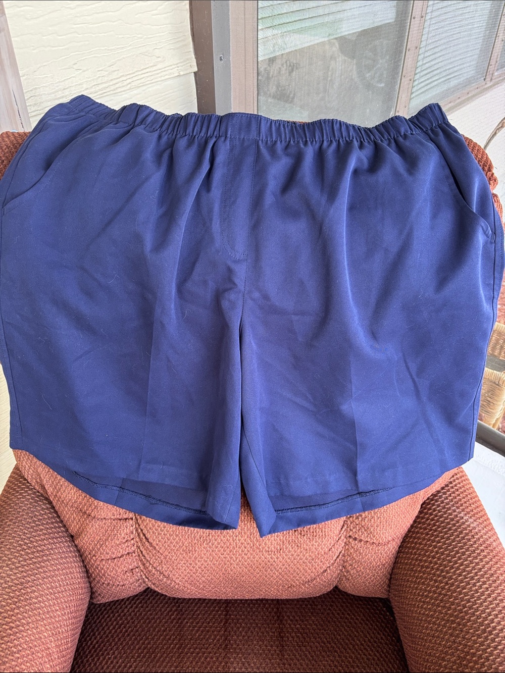 Alia Navy Elastic-Waist Pull On Shorts with Pockets